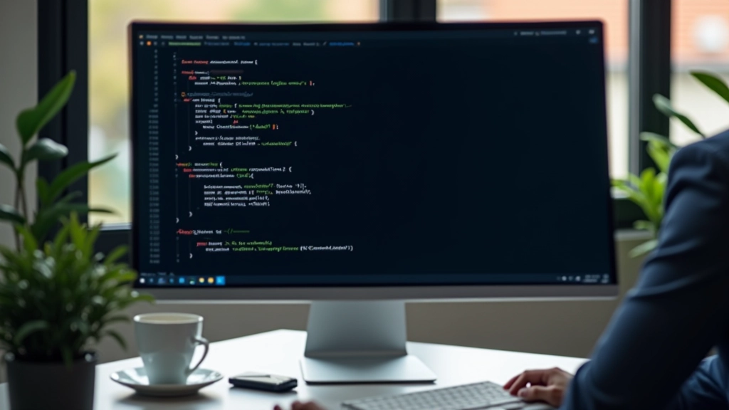 Code editor with Solidity smart contract code, clear syntax with function definitions and state variables