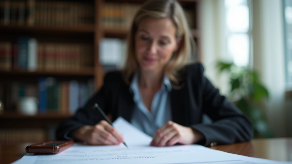 Legal professionals reviewing blockchain documentation and compliance requirements